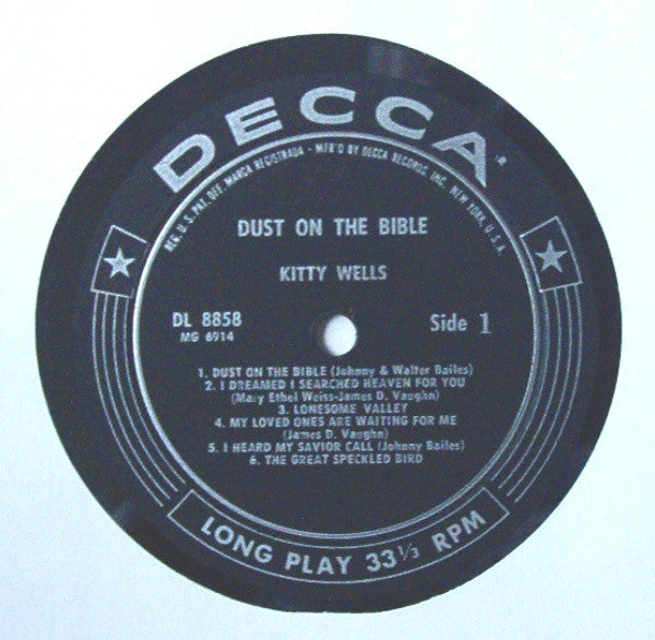 Kitty Wells : Dust On The Bible (LP, Album, Mono)