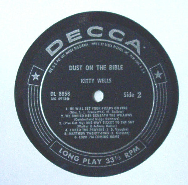 Kitty Wells : Dust On The Bible (LP, Album, Mono)