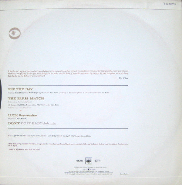 Dee C. Lee : See The Day (12", Single)