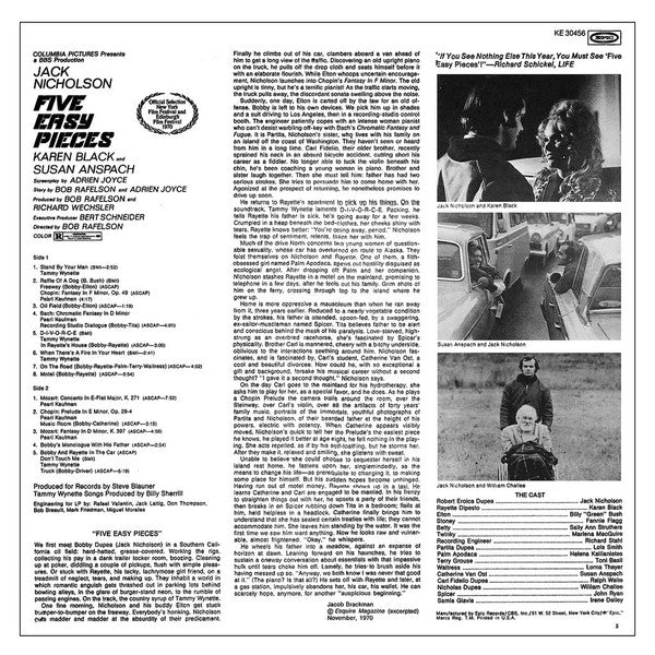 Various : Five Easy Pieces (Original Soundtrack Recording) (LP, Album, Ter)