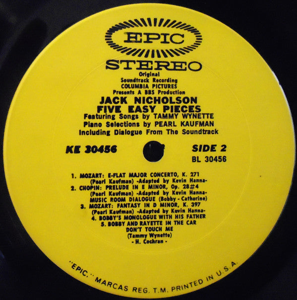 Various : Five Easy Pieces (Original Soundtrack Recording) (LP, Album, Ter)