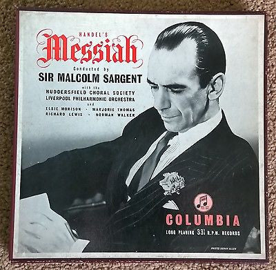 Handel* Conducted By Sir Malcolm Sargent With Huddersfield Choral Society, Liverpool Philharmonic Orchestra* And Elsie Morison, Marjorie Thomas, Richard Lewis (3), Norman Walker (4) : Messiah (3xLP + Box)