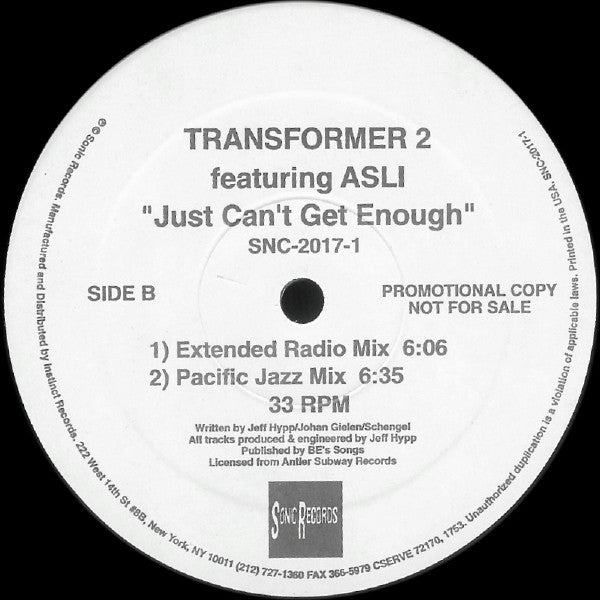 Transformer 2 Featuring Asli* : Just Can't Get Enough (12", Promo)