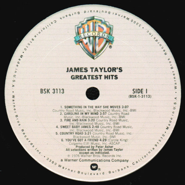 James Taylor (2) : Greatest Hits (LP, Comp, Club, RE, Col)