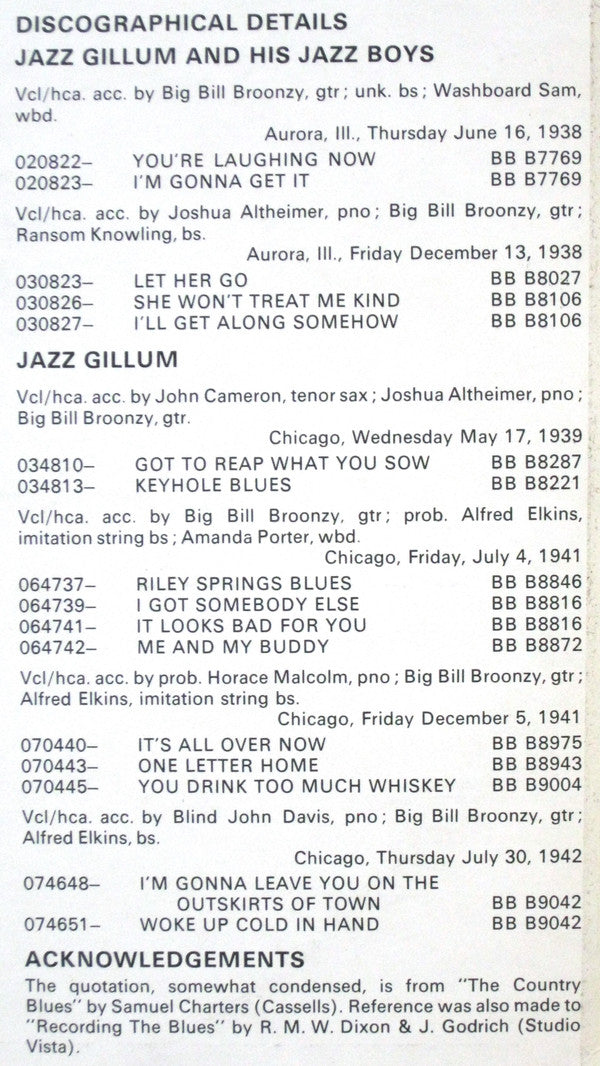 Jazz Gillum : Got To Reap What You Sow (LP, Comp, Mono)