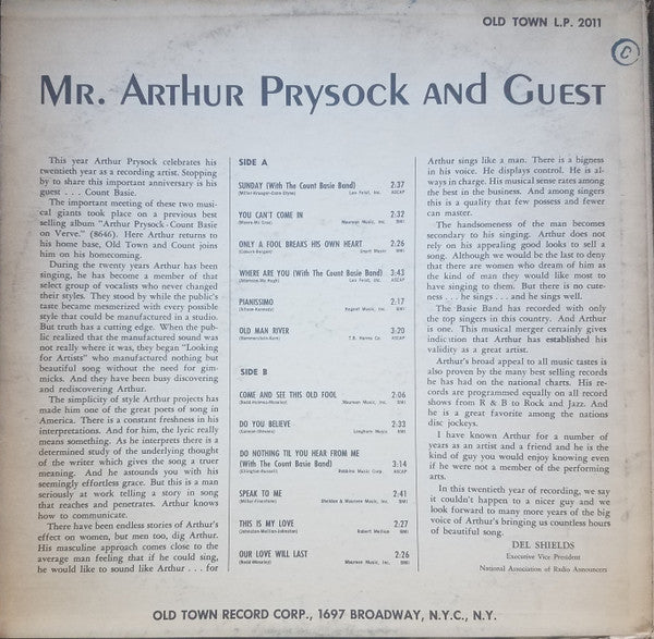 Arthur Prysock : Mr. Arthur Prysock And Guest (LP, Album, Mono)