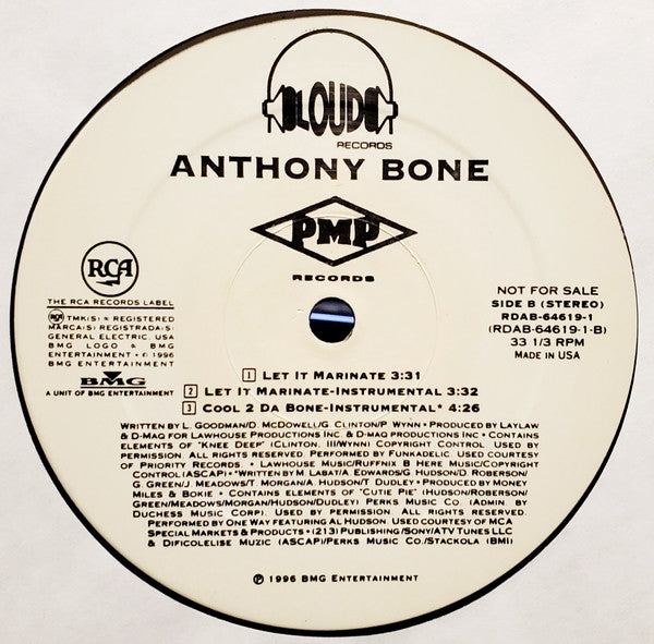 Anthony Bone : Cool 2 Da Bone / Let It Marinate (12", Promo)