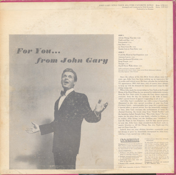 John Gary : Sings Your All-Time Favorite Songs (LP, Album, Mono, Roc)