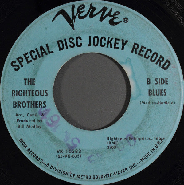 The Righteous Brothers : (You're My) Soul And Inspiration (7", Single, Promo)