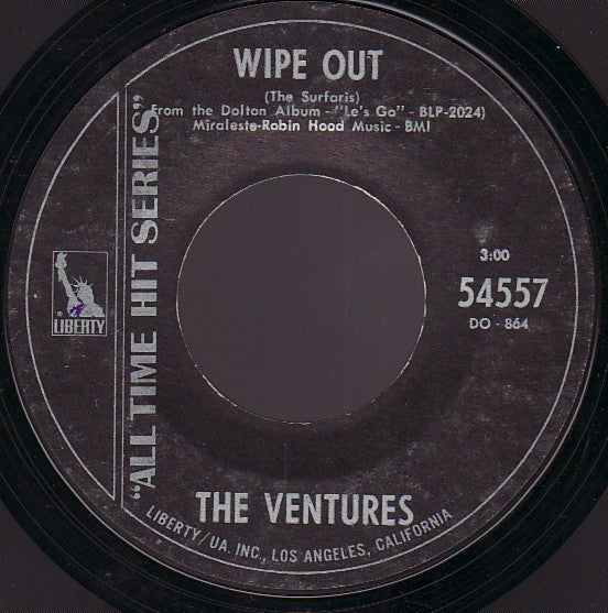 The Ventures : Secret Agent Man / Wipe Out (7", RE, Styrene, All)