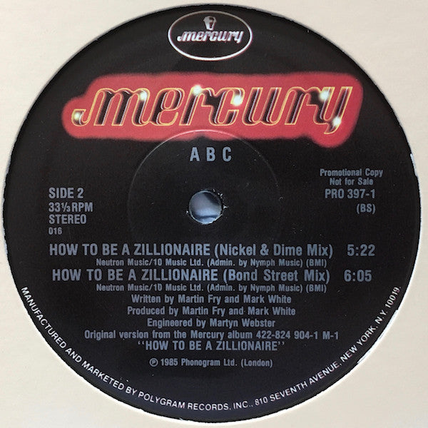 ABC : How To Be A Zillionaire (12", Promo)