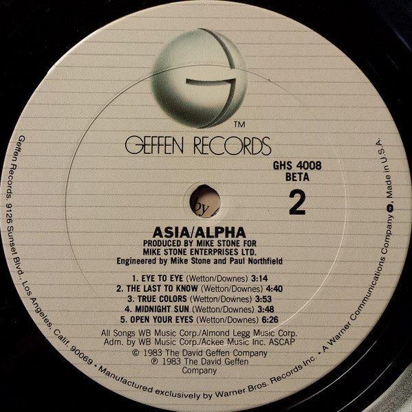 Asia (2) : Alpha (LP, Album, Club)