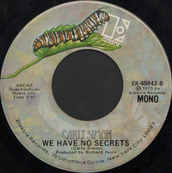 Carly Simon : The Right Thing To Do / We Have No Secrets (7", Single, Mono, Spe)