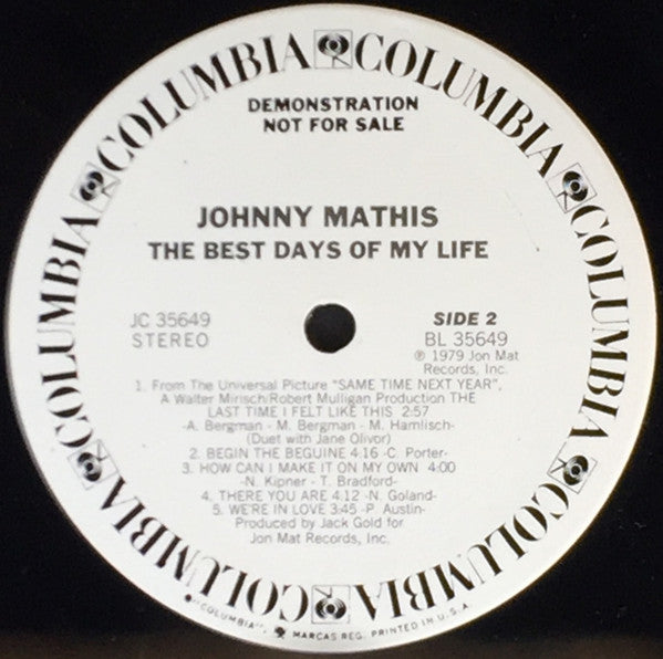 Johnny Mathis : The Best Days Of My Life (LP, Album, Promo)