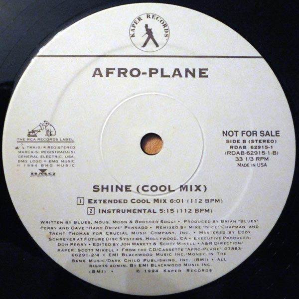 Afro-Plane : Shine (Cool Mix) (12", Promo)