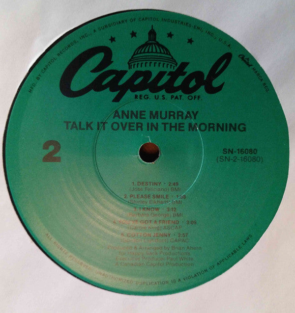 Anne Murray : Talk It Over In The Morning (LP, Album, RE)
