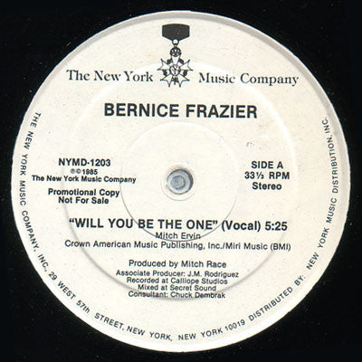 Bernice Frazier : Will You Be The One (12", Promo)