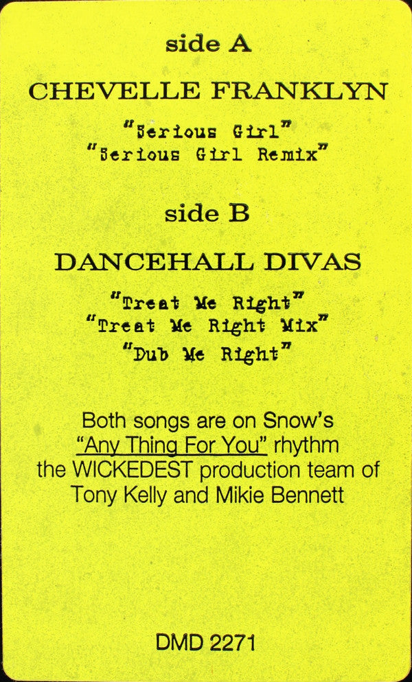 Chevelle Franklyn / Dancehall Divas : Serious Girl / Treat Me Right (12", Promo)