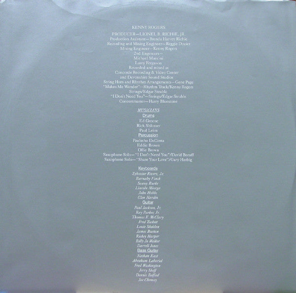 Kenny Rogers : Share Your Love (LP, Album, Win)