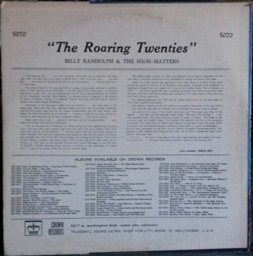 Billy Randolph & The High-Hatters : Roaring 20's (LP, Album)
