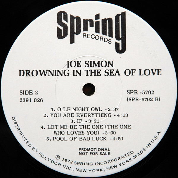 Joe Simon : Drowning In The Sea Of Love (LP, Album, Promo)