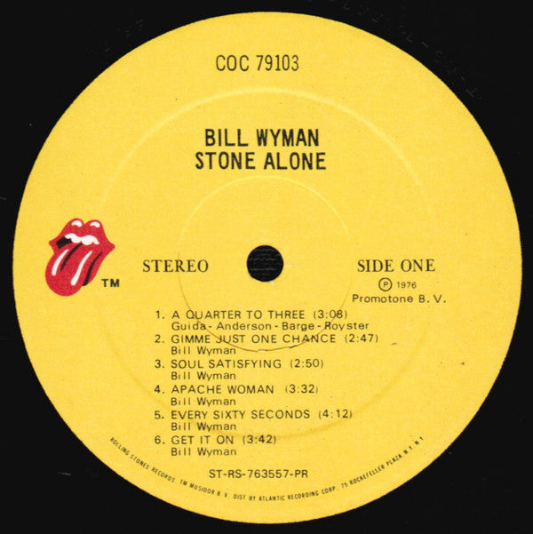 Bill Wyman : Stone Alone (LP, Album, PR )