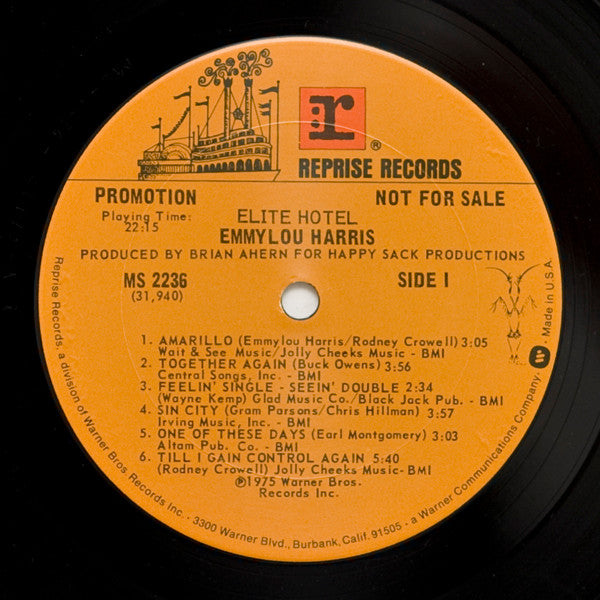 Emmylou Harris : Elite Hotel (LP, Album, Promo)