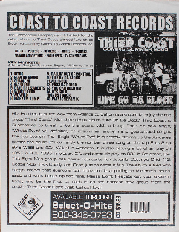 Third Coast : Whutt-Evva / Dead Prezzadents (12", Single, Promo)