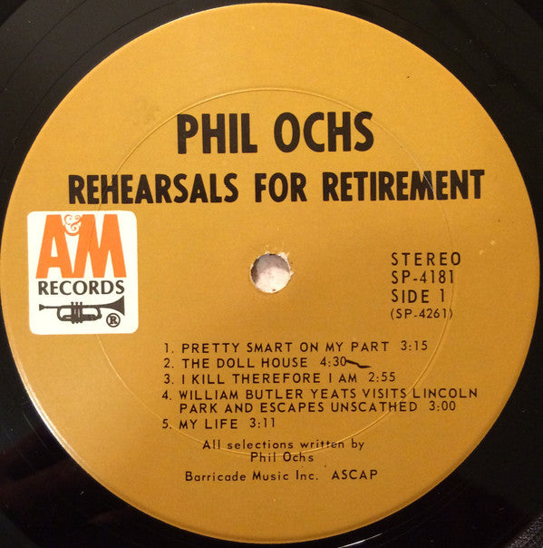 Phil Ochs : Rehearsals For Retirement (LP, Album, Pit)