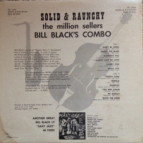 Bill Black's Combo : Solid And Raunchy (LP, Album, Mono)