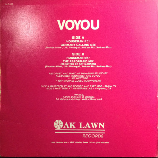 Voyou : Houseman / Germany Calling (12")