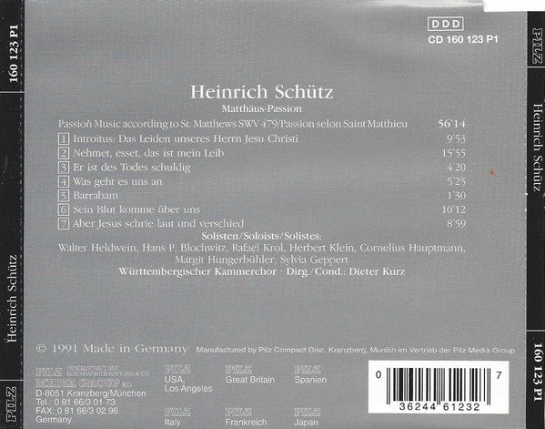 Heinrich Schütz : Matthäus-Passion (CD)