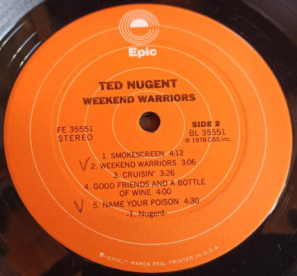 Ted Nugent : Weekend Warriors (LP, Album, Ter)