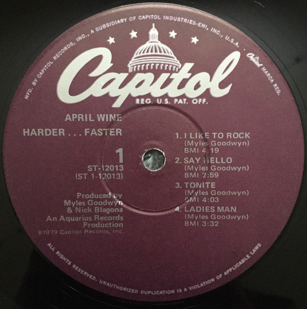 April Wine : Harder.....Faster (LP, Album)