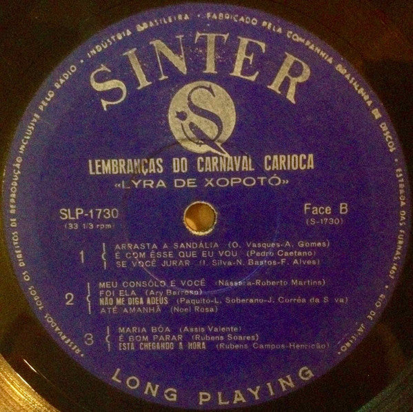 Lyra De Xopotó : Lembranças Do Carnaval Carioca (LP, Album)