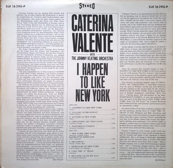 Caterina Valente With The John Keating Orchestra : I Happen To Like New York (LP, Album)