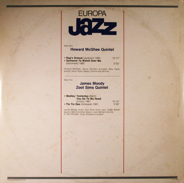Howard McGhee, James Moody, Zoot Sims : Europa Jazz (LP, Mono)