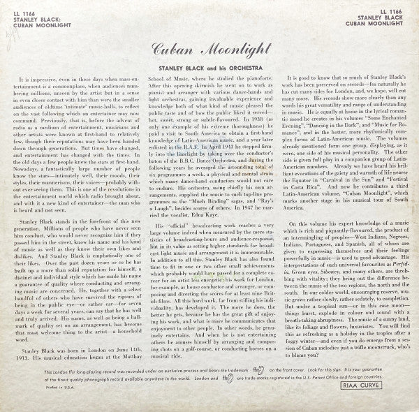 Stanley Black : Cuban Moonlight (LP, Album, Mono)