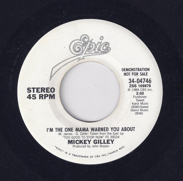 Mickey Gilley : I'm The One Mama Warned You About (7", Promo)