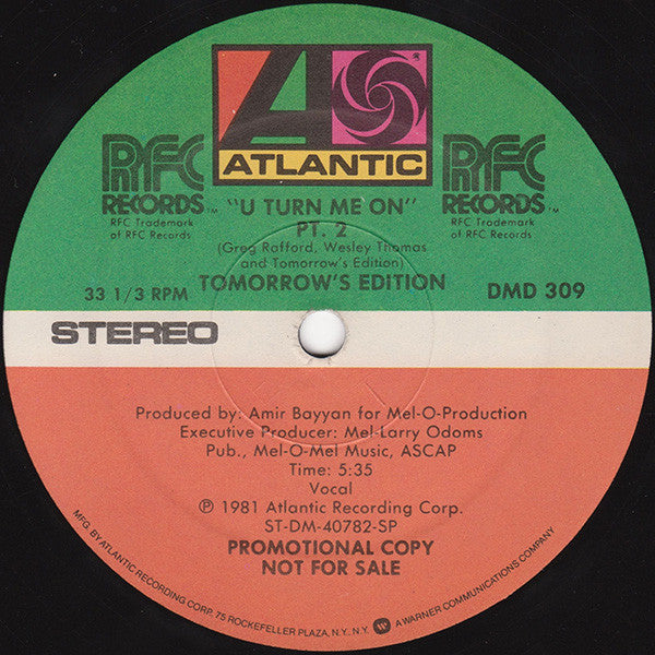 Tomorrow's Edition : U Turn Me On (12", Promo)