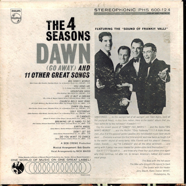 The 4 Seasons* : Dawn (Go Away) And 11 Other Great Songs (LP)
