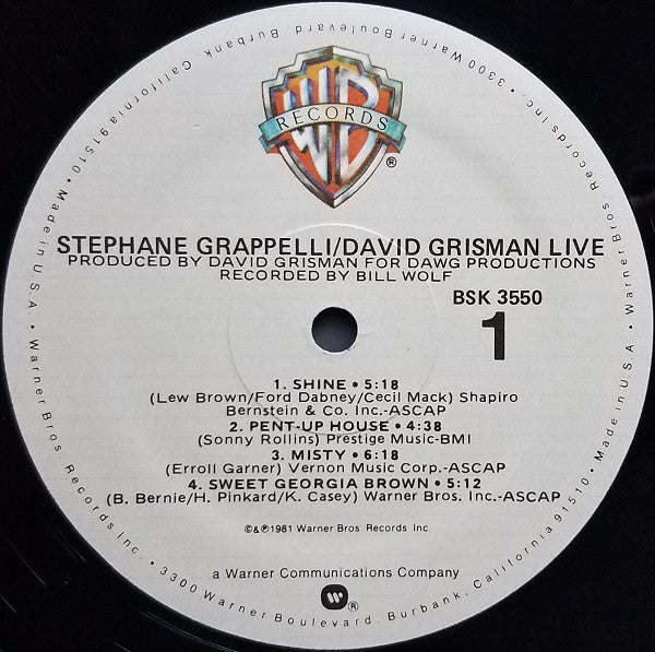 Stephane Grappelli* / David Grisman : Live (LP, Wak)