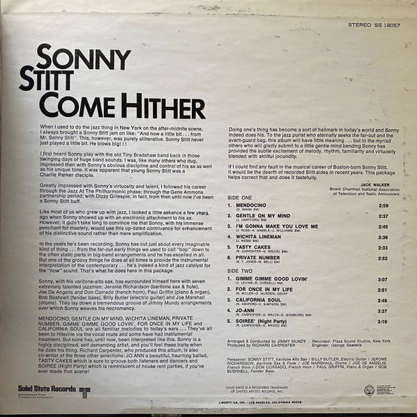 Sonny Stitt : Come Hither (LP, Album)