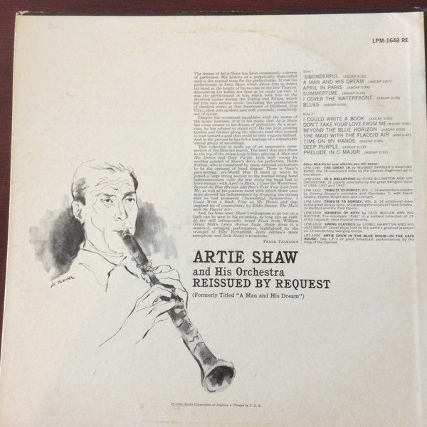 Artie Shaw And His Orchestra : Reissued By Request (LP, Album, Comp, Mono, RE, Ind)