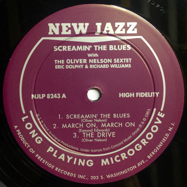 The Oliver Nelson Sextet Featuring: Eric Dolphy / Richard Williams : Screamin' The Blues (LP, Album, Num, RE, RM, 200)