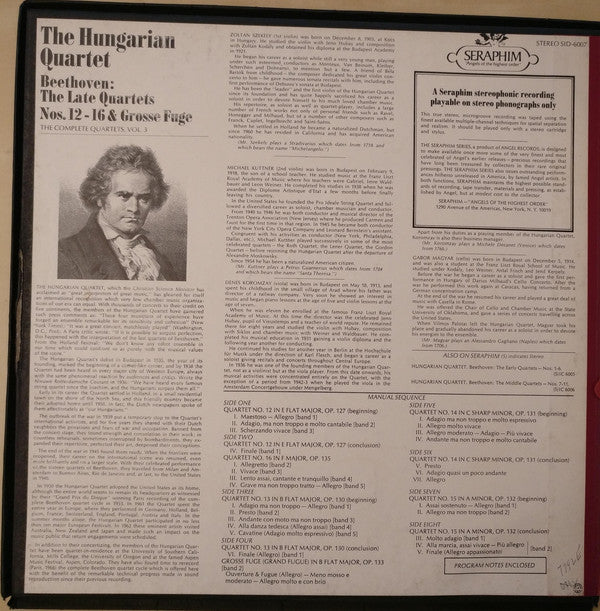 Beethoven*, The Hungarian Quartet : The Late Quartets (The Complete String Quartets, Vol. 3: Nos. 12-16 & Grosse Fuge) (4xLP + Box)