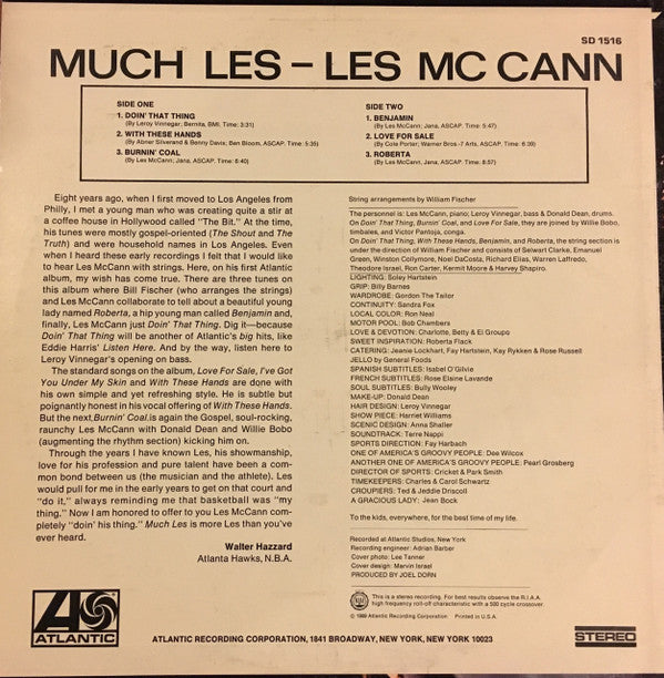 Les McCann : Much Les (LP, Album, PR)