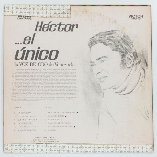 Hector Cabrera : Héctor ...El Único  (LP, Album, Mono)