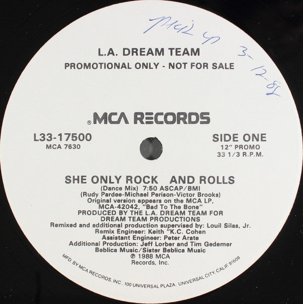 L.A. Dream Team : She Only Rock And Rolls (12", Promo)