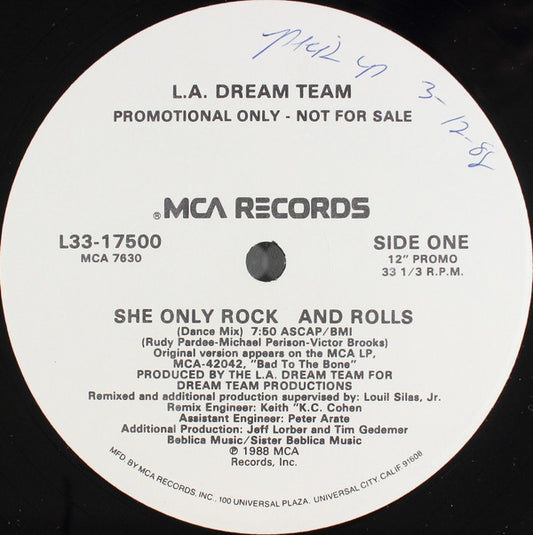 L.A. Dream Team : She Only Rock And Rolls (12", Promo)
